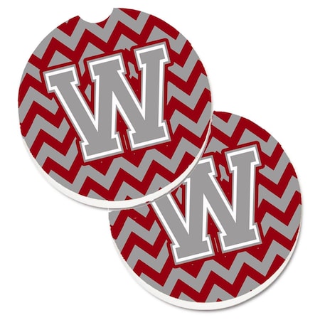Carolines Treasures Letter W Chevron Crimson and Grey  Cup Holder Car Coaster, PK2 CJ1043-WCARC